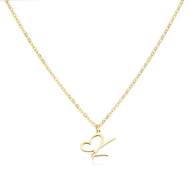 Heart Initial Letter Necklace