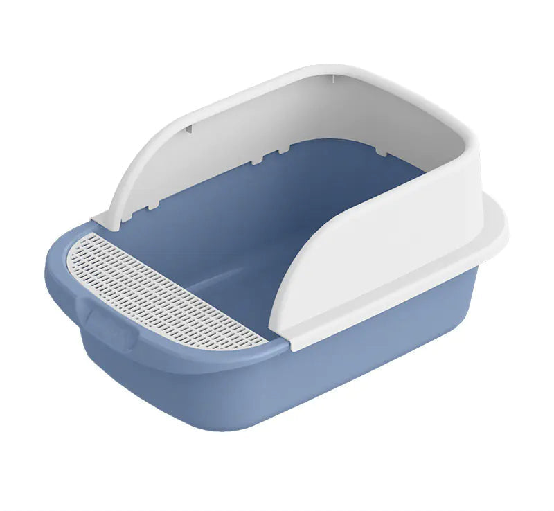 Large Cat Litter Box with Half Enclosure and Splash Guard