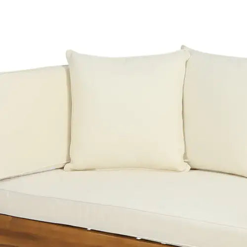 Serene Sun Bed – Teak Acacia Wood Frame with Expandable Design and Waterproof Cushions (Full Size, 65"–82" Adjustable Width)