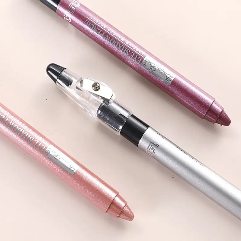 Waterproof Pearlescent Silkworm Eyeshadow Pen – 12 Shades of Long-Lasting Shine with Built-in Sharpener