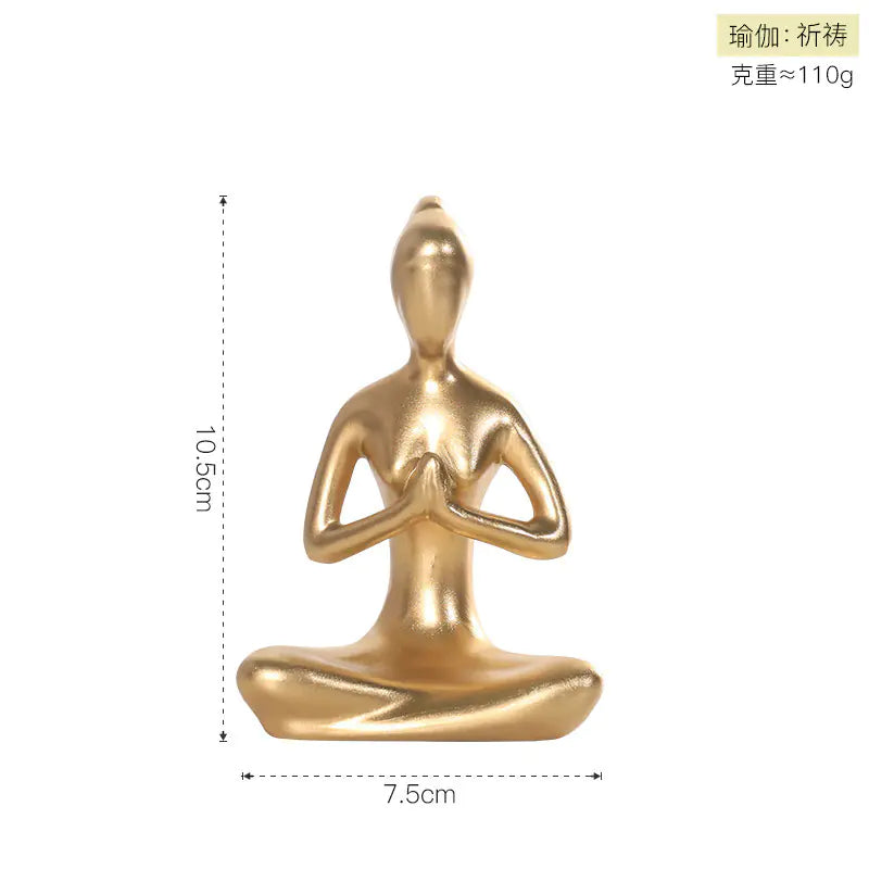 Nordic Minimalist Yoga Girl Figurine – Resin Modern Home Decor Sculpture