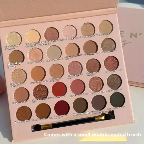 Rose Glow Eyeshadow Palette – 30 Matte, Shimmer & Natural Shades for Radiant Eyes (6.1" x 4.1" x 0.9")
