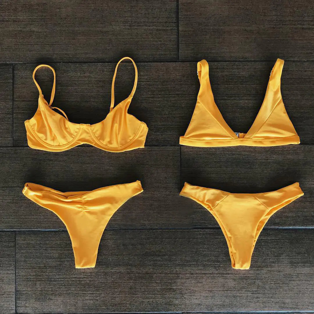 Summer Bikini Collection – Stylish Two-Piece Swimsuits in Vibrant Colors (Sizes S–L)