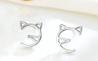 925 Silver Cat Ear Studs – Elegant, Lightweight Earrings for Cat Lovers