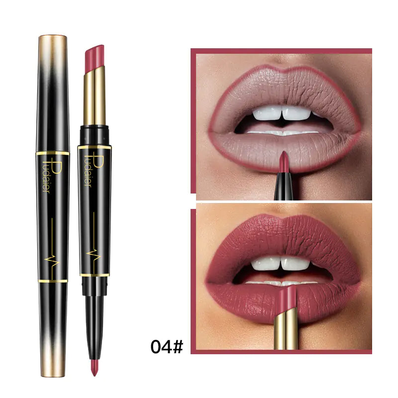 Double Lipstick Lip Liner – 2-in-1 Matte Lipstick and Rotating Liner