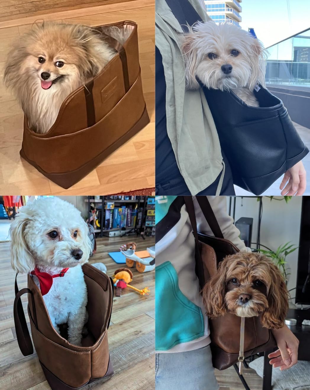 Faux Leather Small Dog Carrier – Hands-Free Pet Tote for Travel and Everyday Outings