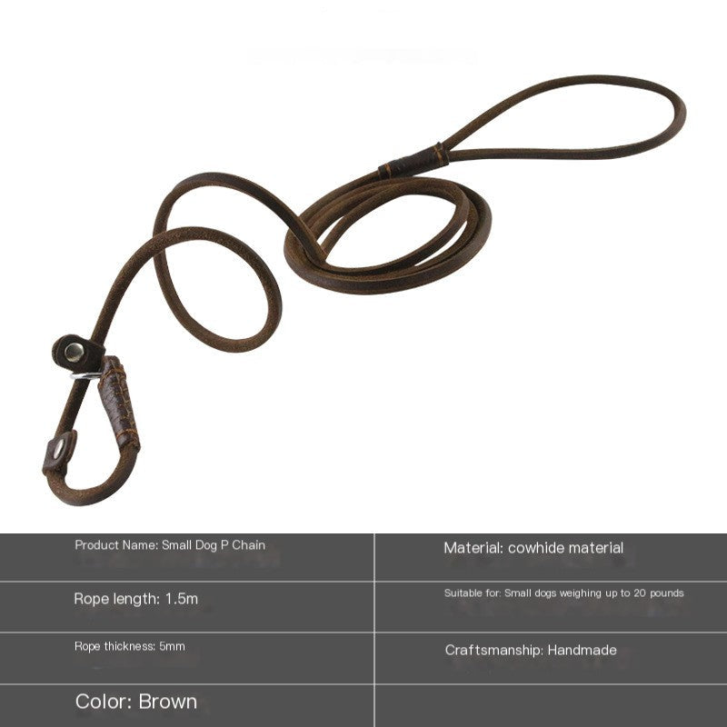 Handmade Leather Slip Lead for Small Dogs – Lightweight, Durable, and Stylish (5mm x 1.5m)