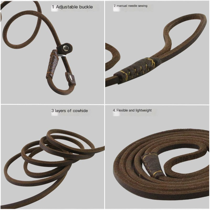 Handmade Leather Slip Lead for Small Dogs – Lightweight, Durable, and Stylish (5mm x 1.5m)
