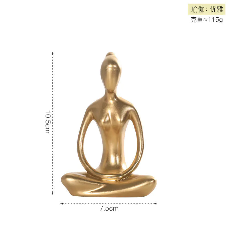 Nordic Minimalist Yoga Girl Figurine – Resin Modern Home Decor Sculpture