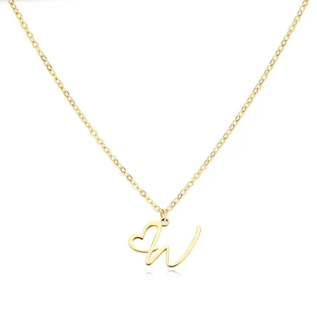 Heart Initial Letter Necklace