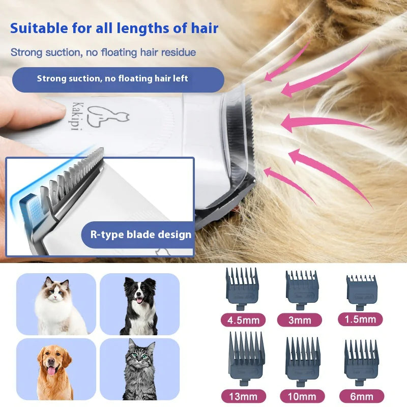 All-in-One Pet Grooming Vacuum Kit – Strong Suction, Quiet Operation, and 6 Adjustable Combs (For Cats & Dogs of All Hair Types)