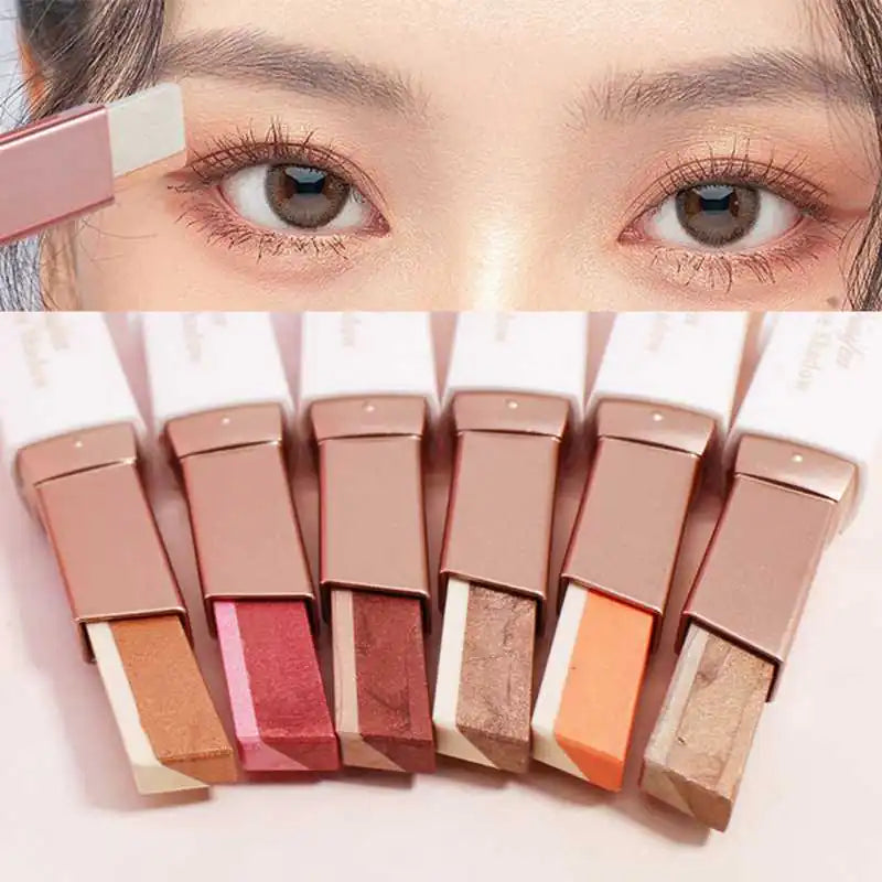 Double Color Glitter Eye Shadow Stick – Waterproof Gradient Matte & Shimmer Duo (6 Shades)