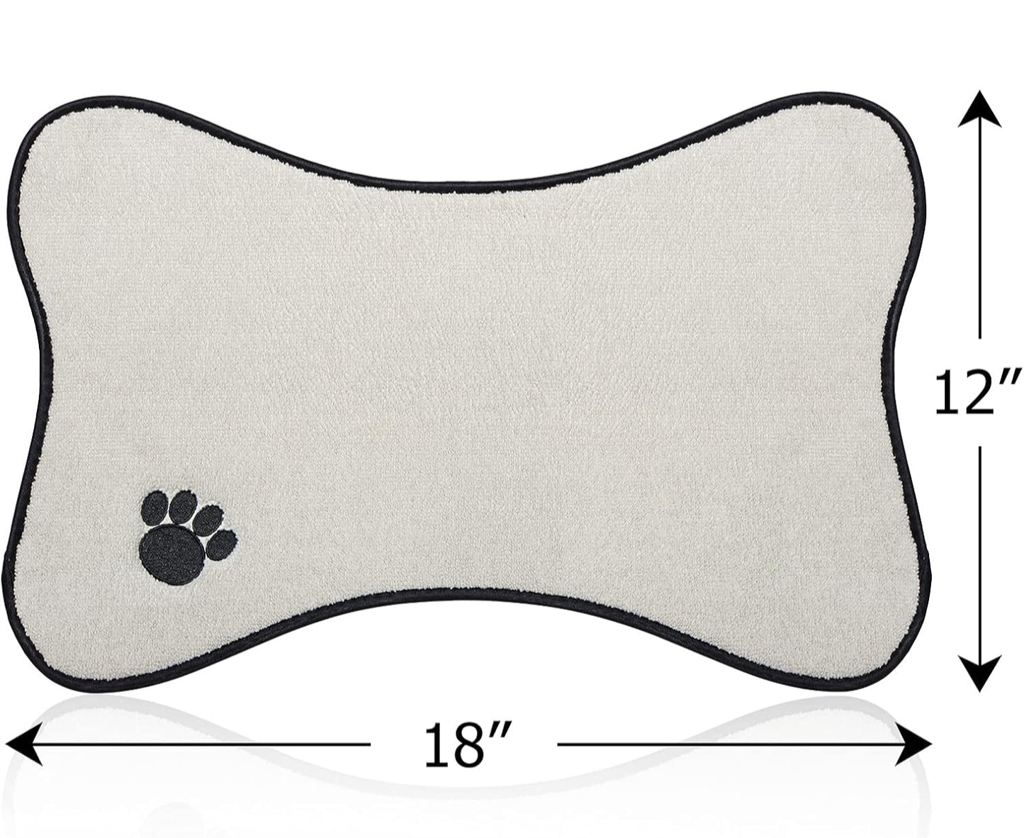 Microfiber Bone-Shaped Pet Bowl Mat – Ultra Absorbent, Waterproof, and Anti-Skid Feeding Mats (2-Pack, Gray + Beige)