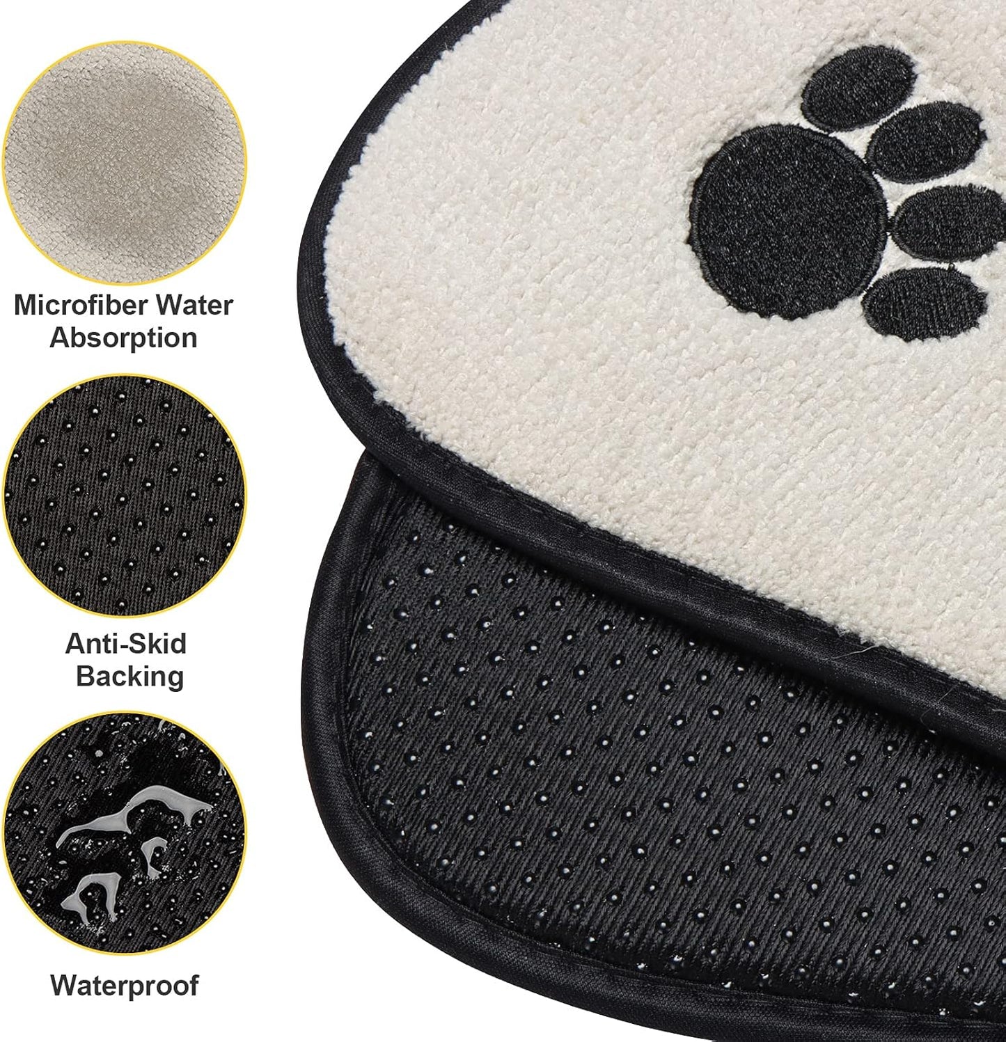 Microfiber Bone-Shaped Pet Bowl Mat – Ultra Absorbent, Waterproof, and Anti-Skid Feeding Mats (2-Pack, Gray + Beige)