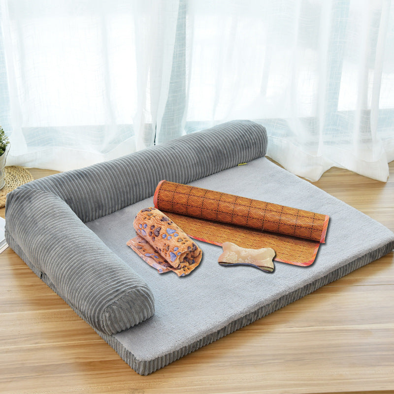 Corduroy Pet Sofa – Soft, Supportive Lounger for Dogs & Cats