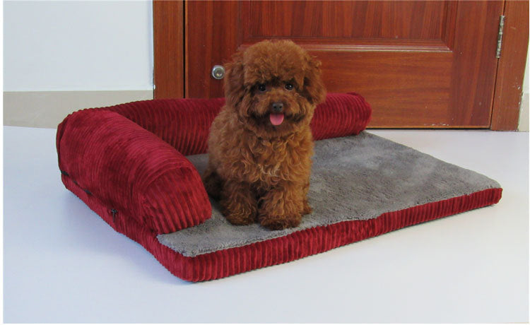 Corduroy Pet Sofa – Soft, Supportive Lounger for Dogs & Cats