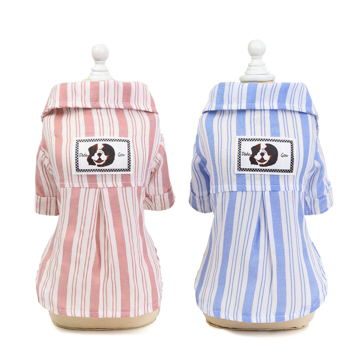 Dog Cat Clothes – Soft Cotton Leisure Shirts for Pets in Blue or Pink (S to 2XL Sizes)