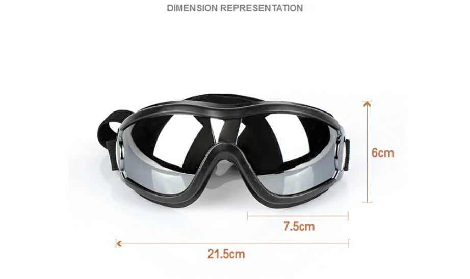 Protective Dog Goggles – UV-Resistant Windproof Pet Eyewear for Outdoor Adventures (Black, 8.5" Wide)