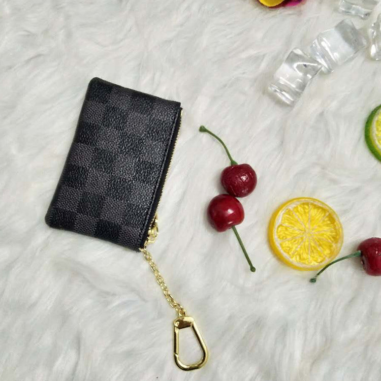 Explosion Check Small Coin Purse – Stylish Grid Mini Wallet & Key Pouch