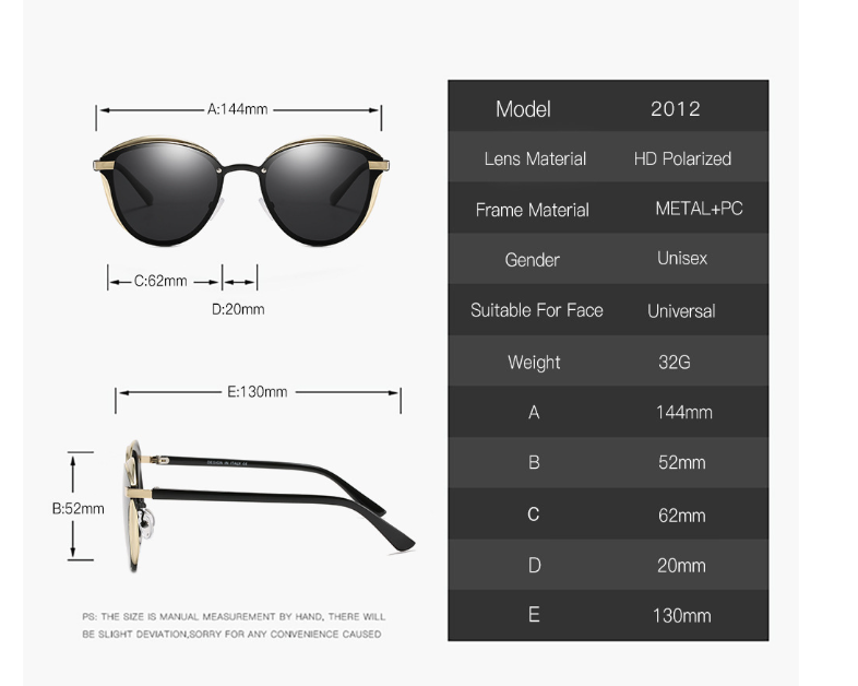 HD Polarized Round Sunglasses – Lightweight Unisex Frame with UV400 Protection