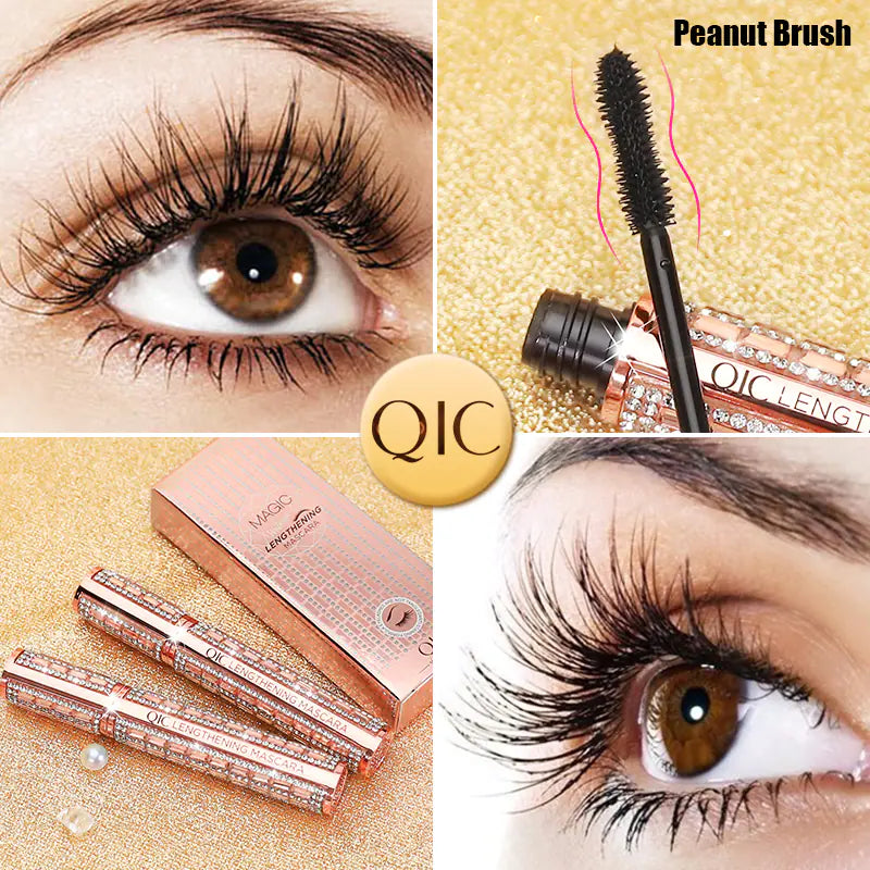 Shining Diamond Waterproof Lengthening Mascara – 5D Volume, Peanut Brush, and Smudge-Proof Wear (12.7cm / 5g)