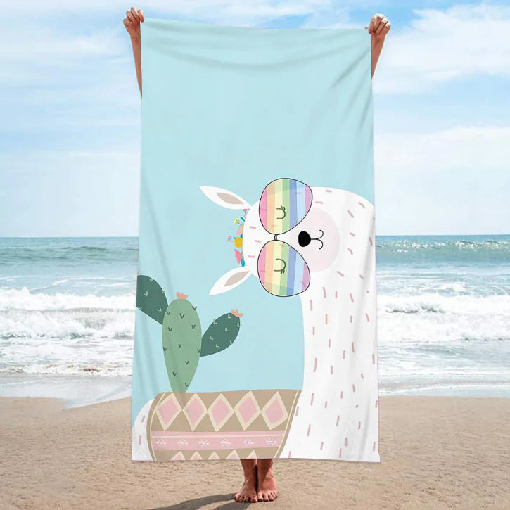 Double-sided Smiling Face Love Ice Cream Printing Beach Towel – Cotton Versatile Towel for Beach, Yoga & Decor