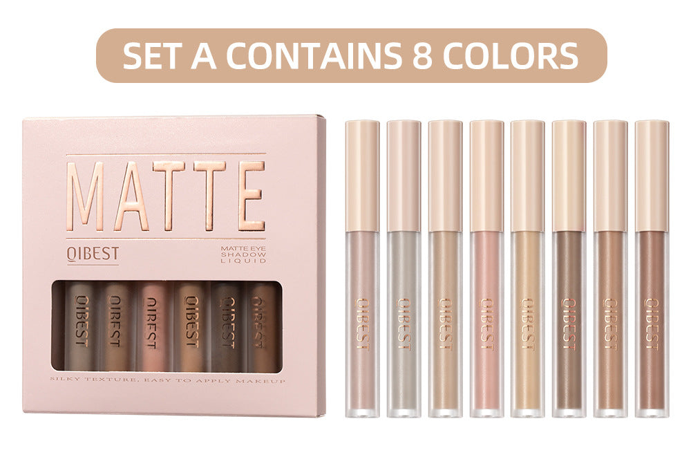 Matte Liquid Eyeshadow Set – 8 Shades, Dual-Use for Eyes & Cheeks, Long-Lasting Matte Finish