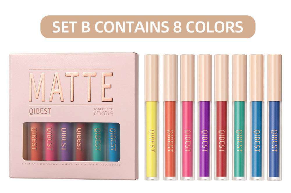 Matte Liquid Eyeshadow Set – 8 Shades, Dual-Use for Eyes & Cheeks, Long-Lasting Matte Finish