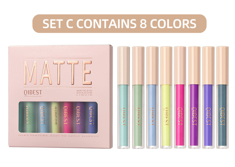 Matte Liquid Eyeshadow Set – 8 Shades, Dual-Use for Eyes & Cheeks, Long-Lasting Matte Finish