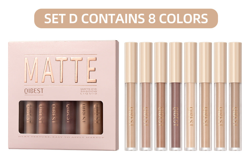 Matte Liquid Eyeshadow Set – 8 Shades, Dual-Use for Eyes & Cheeks, Long-Lasting Matte Finish