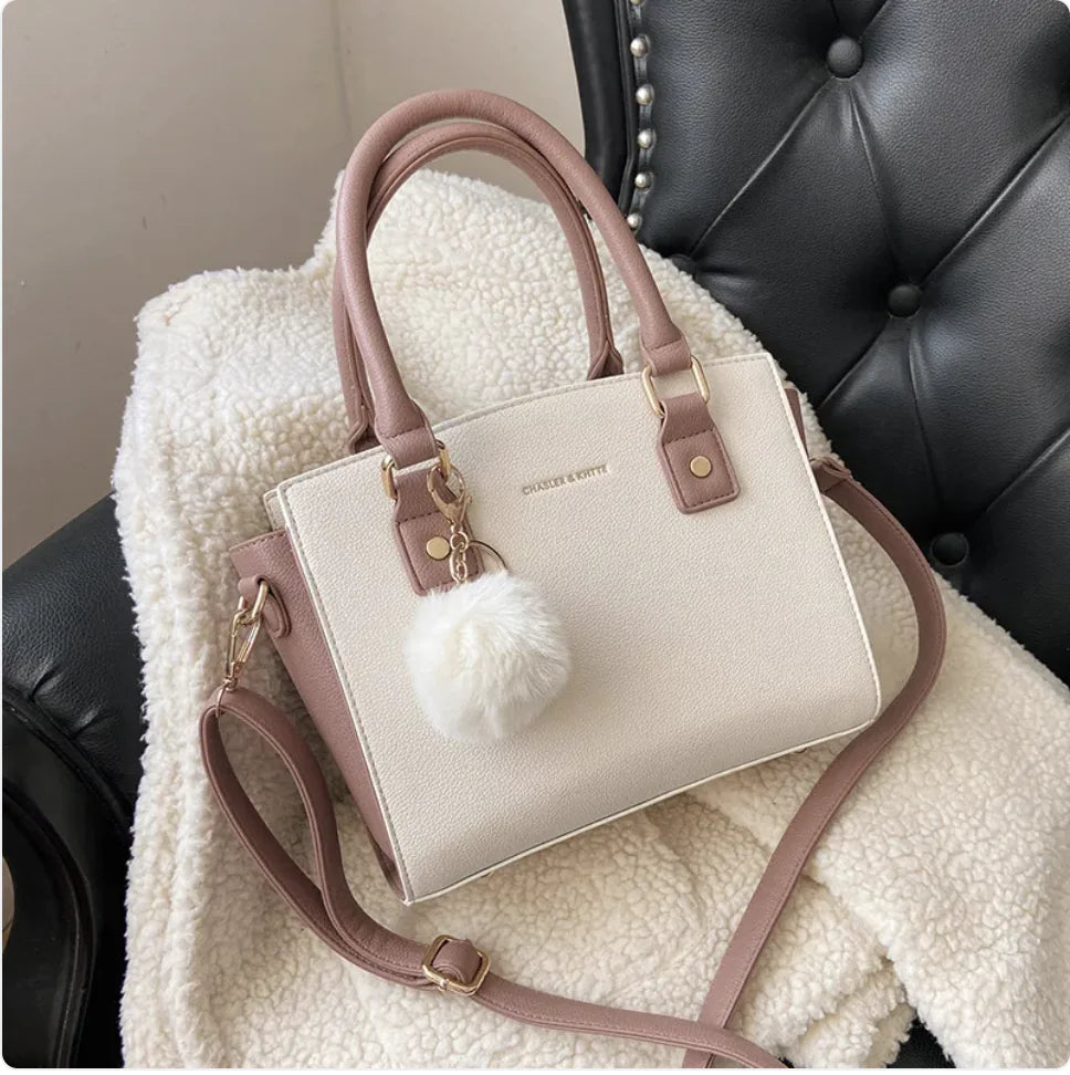 Ladies Fashion PU Leather Handbag – Elegant Shoulder Bag in Three Chic Color Combinations
