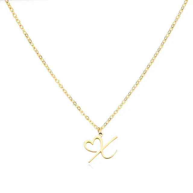 Heart Initial Letter Necklace