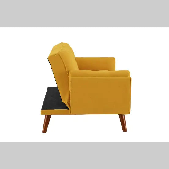 Yellow Fabric Sofa for Home Use – Linen Upholstery, Contemporary Design