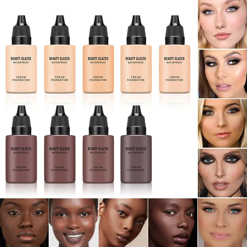 Beauty Glazed Waterproof Cream Foundation – Long-Lasting, High Coverage, Automatic Tanning Effect (9 Shades)
