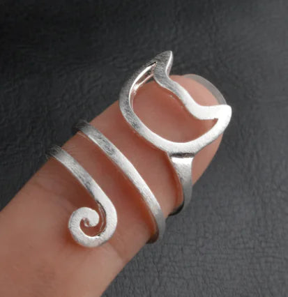 Adjustable Pet Ring – 925 Sterling Silver Feline-Inspired Jewelry in Silver, Gold, or Black