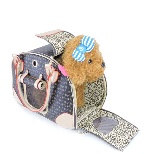 Deluxe PU Leather Pet Carrier – Stylish Travel Bag in 2 Sizes for Small Dogs & Cats