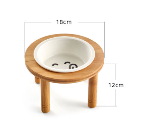 Elevated Bamboo & Ceramic Pet Bowl – Ergonomic Design for Cats and Dogs