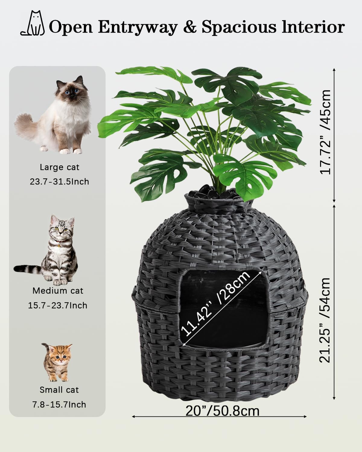 Rattan Planter Hidden Cat Litter Box – Handwoven Decorative Enclosure with Activated Carbon Filter