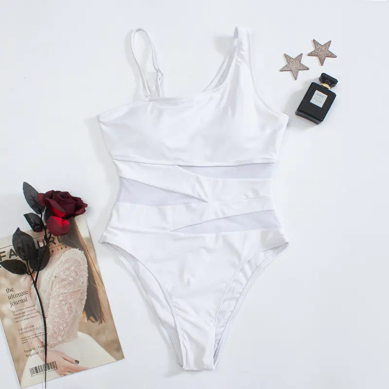 Sexy Shaping Solid Color Mesh Backless One-Piece Bikini