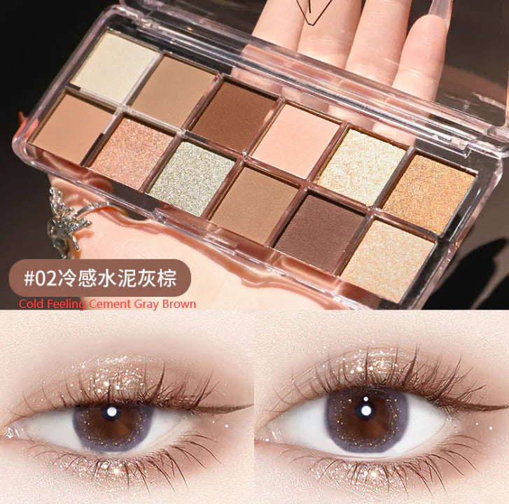 Eye Shadow Palette – 12 Richly Pigmented Shades in Matte, Shimmer & Pearlescent Finishes