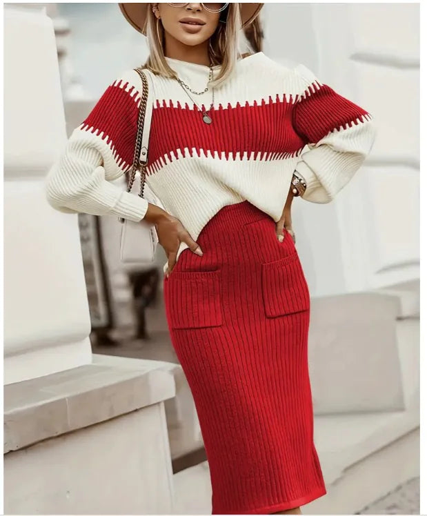Women’s Knitted Sweater Set – Soft Knit, Relaxed Fit, and Versatile Everyday Style (One Size)