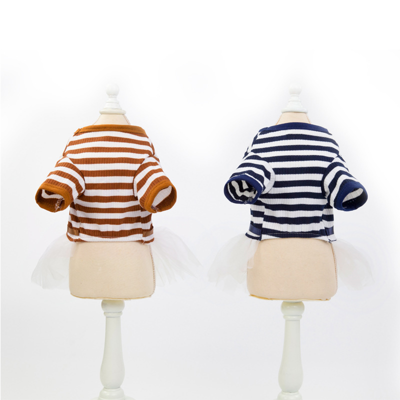 Spring & Summer Dog Princess Dress – Cotton Comfort with Elegant Flair (Coffee & Navy Blue)