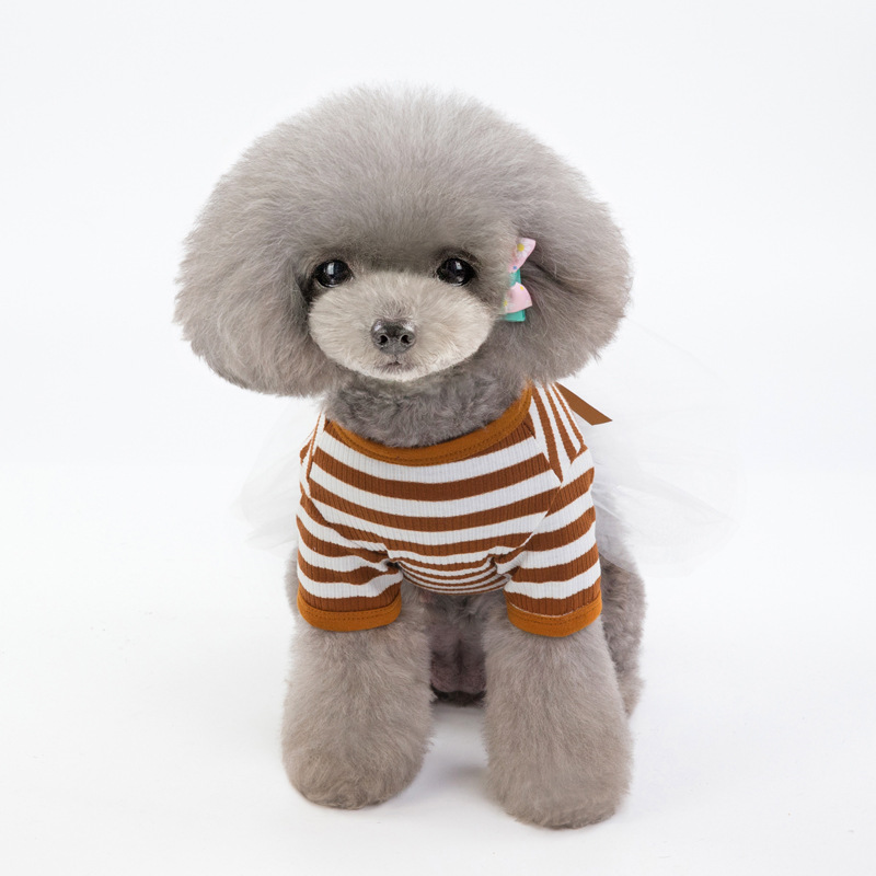 Spring & Summer Dog Princess Dress – Cotton Comfort with Elegant Flair (Coffee & Navy Blue)