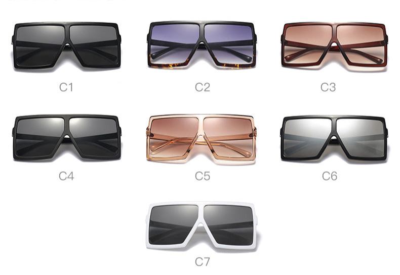Square Large Frame Sunglasses for Women – Oversized UV Protection Shades with Case & Cloth (7 Color Variants)