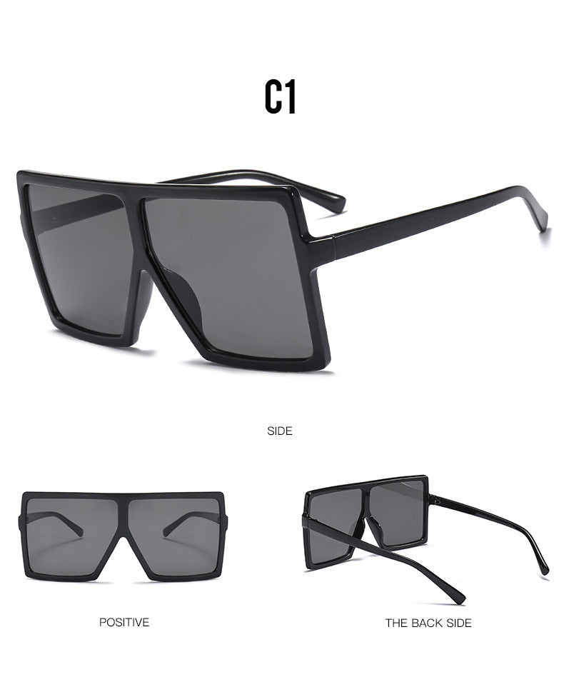 Square Large Frame Sunglasses for Women – Oversized UV Protection Shades with Case & Cloth (7 Color Variants)