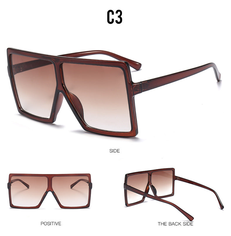 Square Large Frame Sunglasses for Women – Oversized UV Protection Shades with Case & Cloth (7 Color Variants)