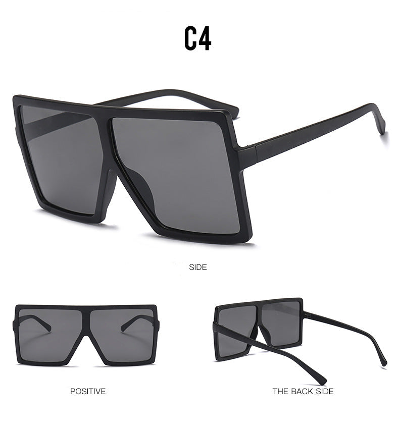 Square Large Frame Sunglasses for Women – Oversized UV Protection Shades with Case & Cloth (7 Color Variants)