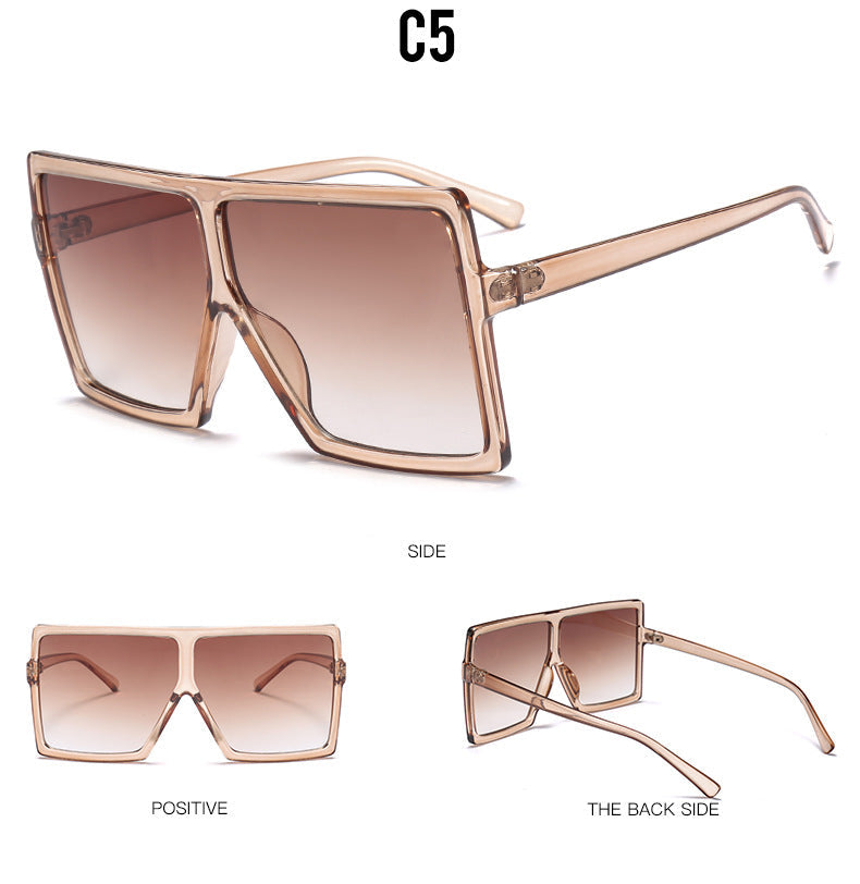 Square Large Frame Sunglasses for Women – Oversized UV Protection Shades with Case & Cloth (7 Color Variants)