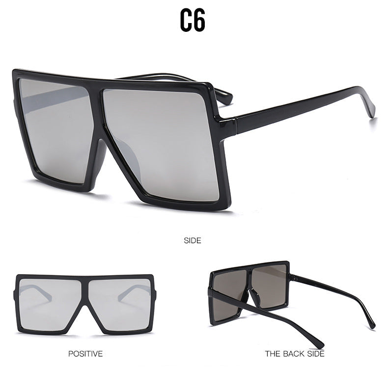 Square Large Frame Sunglasses for Women – Oversized UV Protection Shades with Case & Cloth (7 Color Variants)