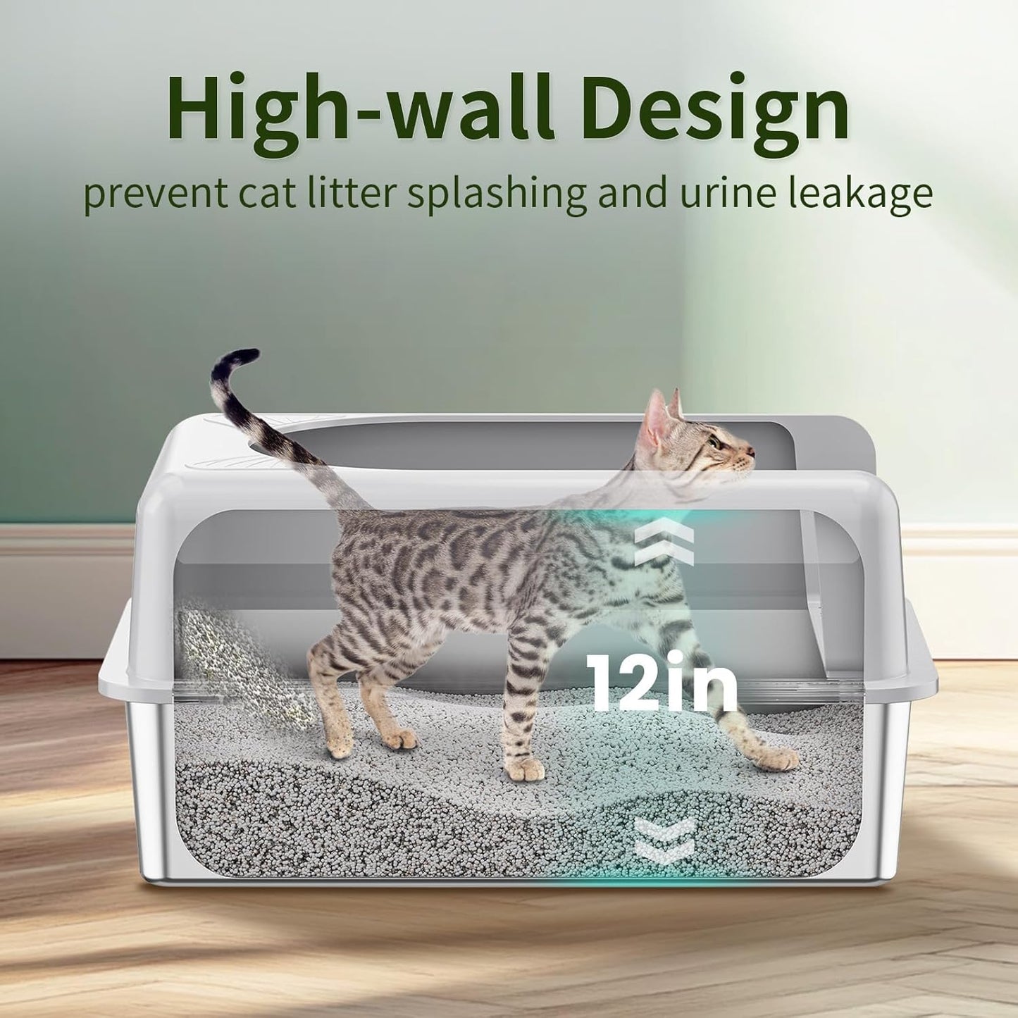 XL Stainless Steel Cat Litter Box with Enclosure – Durable, Odor-Free, Easy to Clean